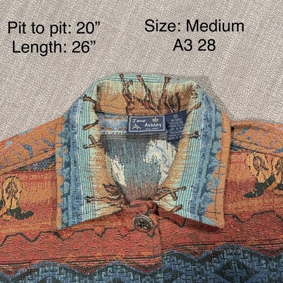 Jane Ashley Womens Medium Tapestry Jacket Horse Cowboy Boot Southwestern - Picture 2 of 3